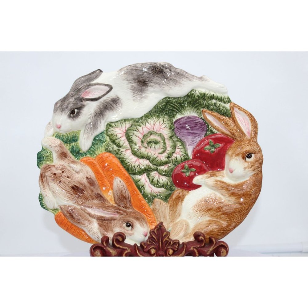Fitz & Floyd - Bunnies in the Garden Patch Plate 1996